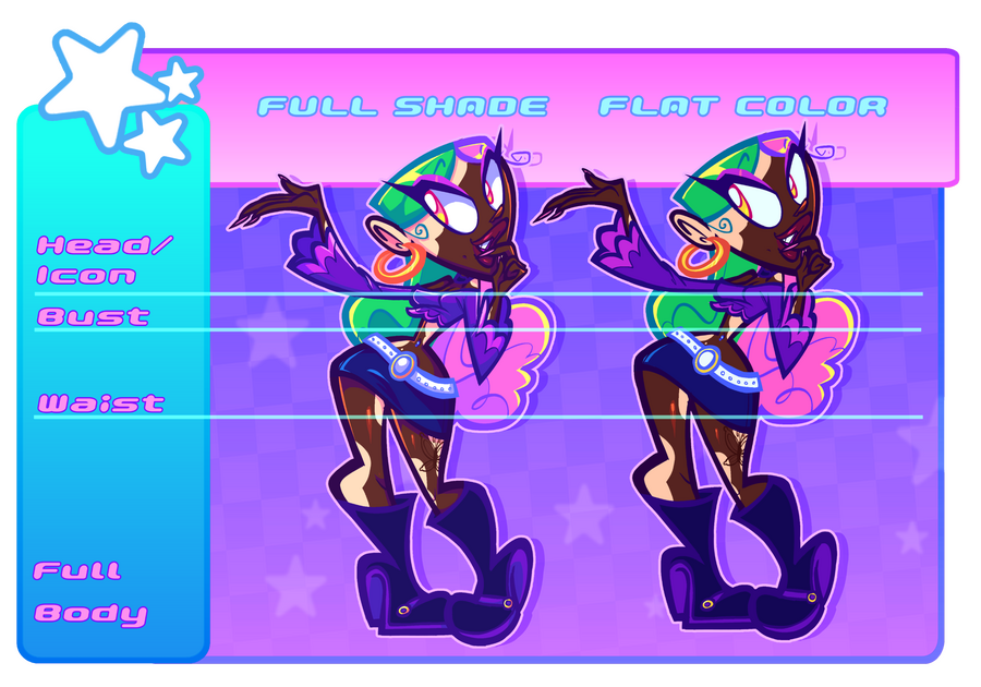 image containing commission options which are Headshot, Bust shot, Waist shot, and full body